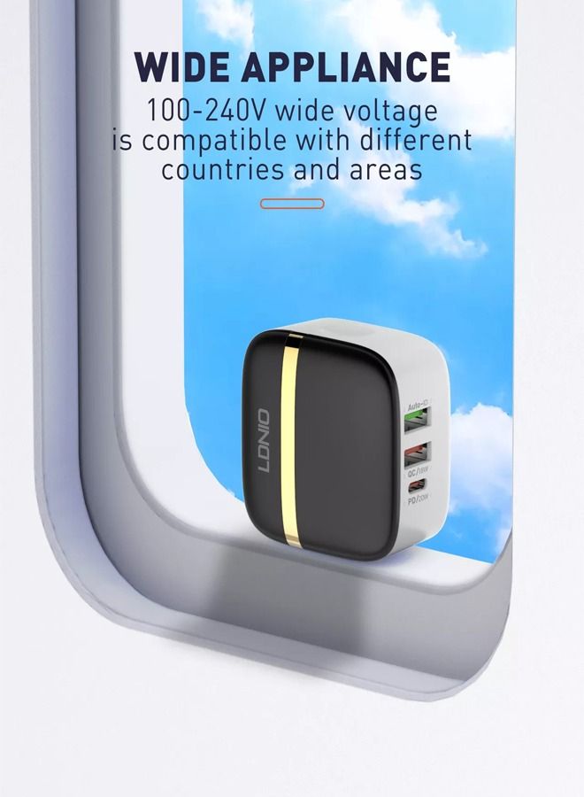 LDNIO A3513Q 32W Portable 3 USB QC3.0 PD محول شحن جداري سريع سريع مع كابل شحن من النوع C - Image 4