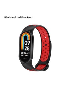 Suitable For Mi Bracelet 8 Strap Smart Watch Replacement Wrist Strap Silicone Sports Breathable Mi Bracelet 8 Nike-Color:Black And Red
