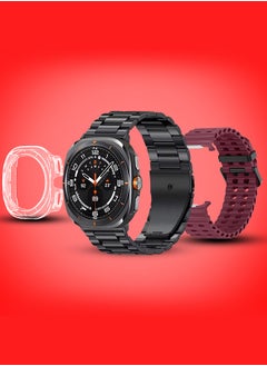 Kalobee SK7 Ultra Smartwatch Bundle With Accessories Including 1 Black Stainless Steel Band 1 Maroon Silicone Band a Charging Cable and a TPU Case Protector  - Image 2