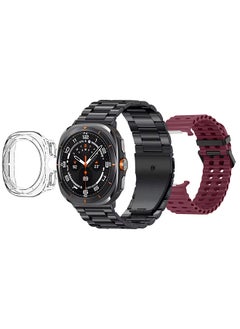 Kalobee SK7 Ultra Smartwatch Bundle With Accessories Including 1 Black Stainless Steel Band 1 Maroon Silicone Band a Charging Cable and a TPU Case Protector  - Image 3