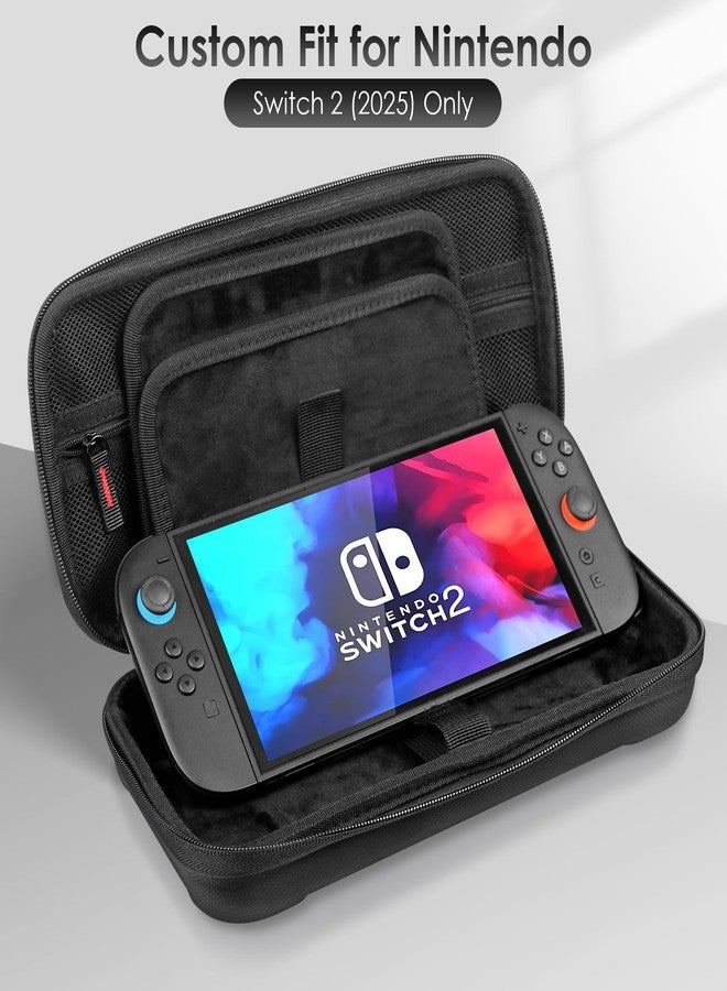 SPOVEN for Nintendo Switch 2 Case Black (2025), Portable Large Capacity Carrying Protective Hard Shell Travel Case, 4 in 1 Accessories Bundle with 2 Screen Protectors, 2 Thumb Grip Caps & Installation - Image 2