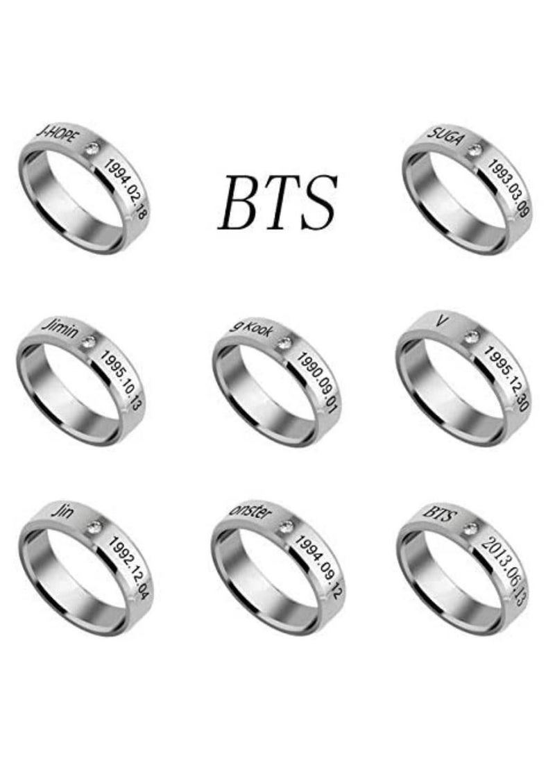 NIBEMINENT - Silver Plated Base Metal Kpop BTS Bangtan JIMIN Members Name and Date of Birth Mentioned Ring for Men and Boys  12 US - Image 1