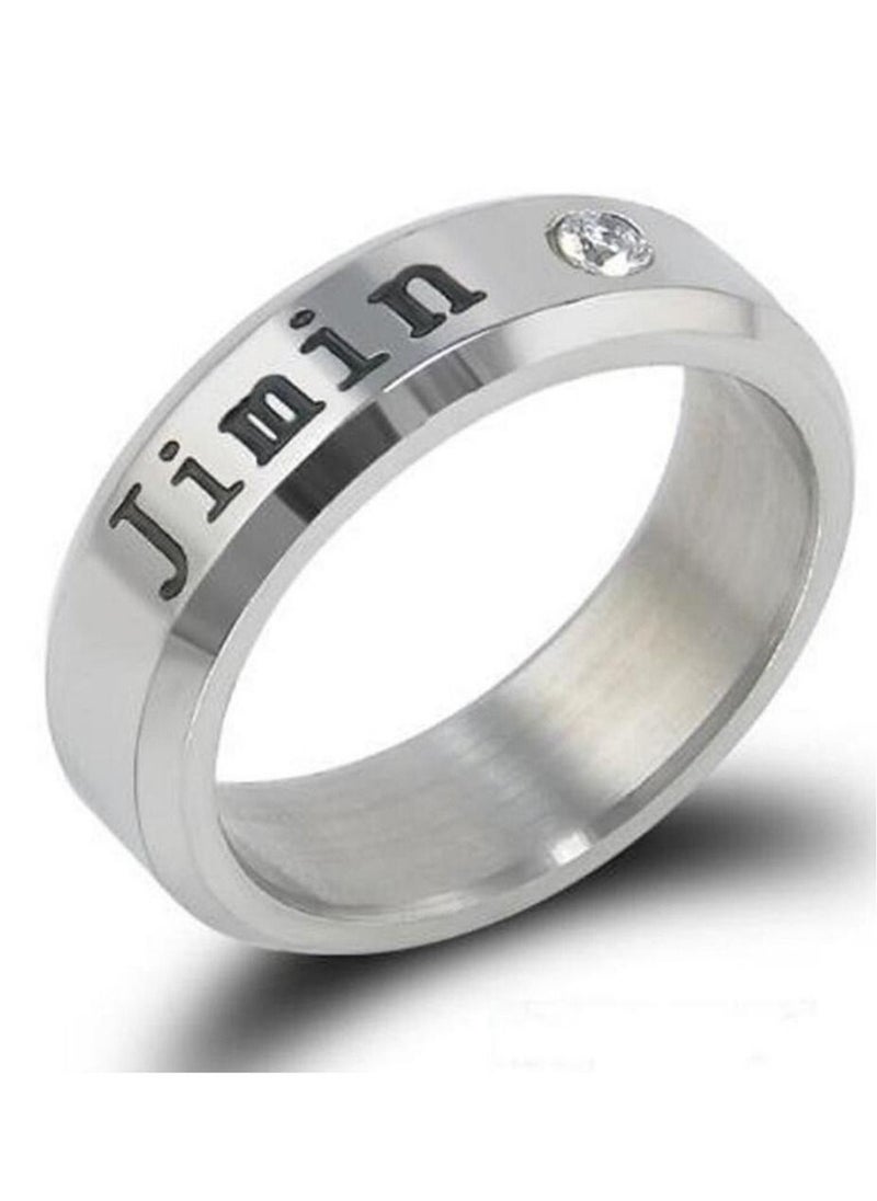 NIBEMINENT - Silver Plated Base Metal Kpop BTS Bangtan JIMIN Members Name and Date of Birth Mentioned Ring for Men and Boys  12 US - Image 1
