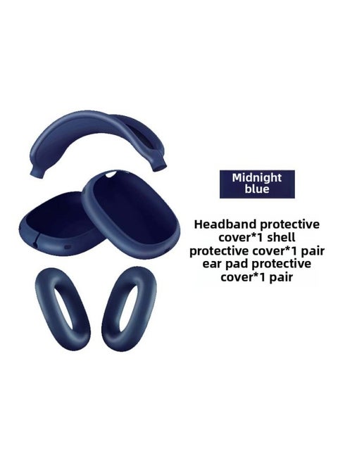 Suitable For Apple Headphone Case Airpods Max Protective Case Head-Mounted Earphone Case Silicone Protective Cover Case-Color:Max Midnight Blue 3-piece Set (shell Set * 1 Pair Beam Set * 1 Ear Cushion Set * 1 Pair)-Applicable Model:AirPodsMax