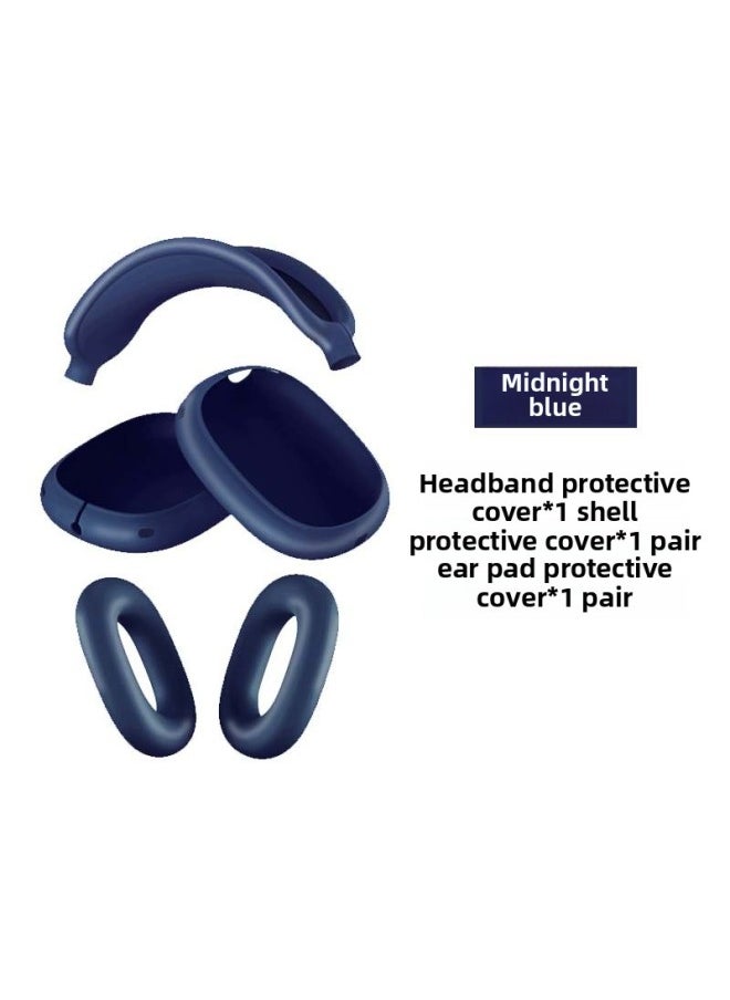 Suitable For Apple Headphone Case Airpods Max Protective Case Head-Mounted Earphone Case Silicone Protective Cover Case-Color:Max Midnight Blue 3-piece Set (shell Set * 1 Pair Beam Set * 1 Ear Cushion Set * 1 Pair)-Applicable Model:AirPodsMax