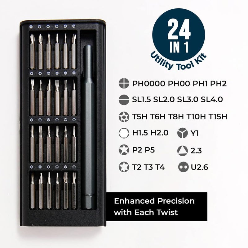 FITME 24 In 1 Precision Screwdriver Set With Head&Flathead, Magnetic Small Tool Kit For Fixing Electronics, Pc Laptop, Mobile phone, Computer, Box, Cell Phone, Eyeglass, Watch Repairing,Black - Image 2