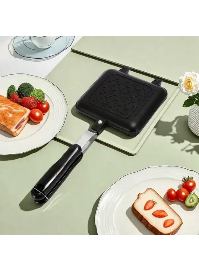 Flat Sh Double Sided Non Stick Sandwich Maker Aluminum Square Pan For Steak Baking No Power Needed Suitable For Holidays - Image 5