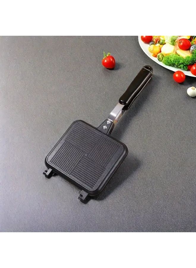 Flat Sh Double Sided Non Stick Sandwich Maker Aluminum Square Pan For Steak Baking No Power Needed Suitable For Holidays - Image 3