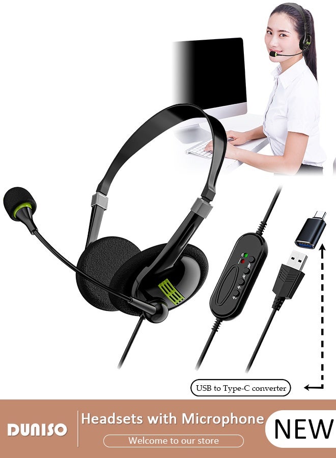 DUNISO Wired Headset with Microphone Call Center Headset Corded Business Headphone Classical Fashion Lightweight Comfortable Wired Customer Service Headphone for Home Call Center Telemarketing Portable Business Headset for Offices, Insurance, Customer - Image 1