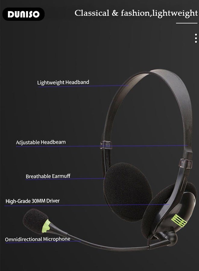 DUNISO Wired Headset with Microphone Call Center Headset Corded Business Headphone Classical Fashion Lightweight Comfortable Wired Customer Service Headphone for Home Call Center Telemarketing Portable Business Headset for Offices, Insurance, Customer - Image 5
