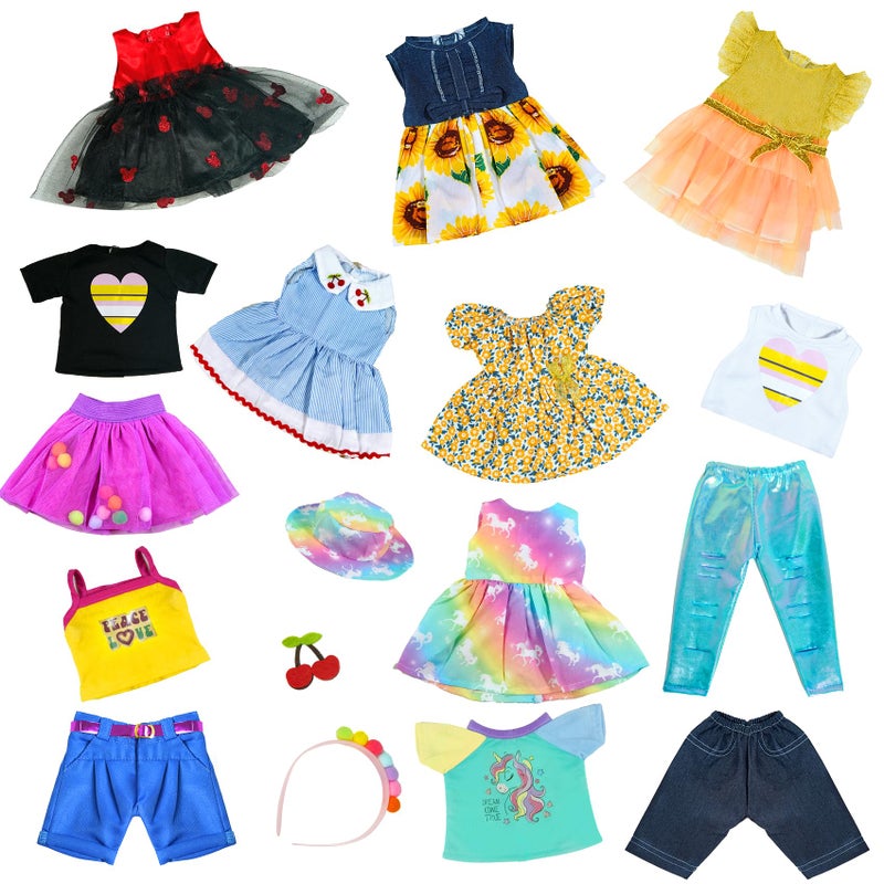ARTST American 18 inch Doll Clothes Accessories, 18PCS Doll Clothes Outfit Dress for 18 inch, Valentine's Gift for Girls(10 Set) - Image 2
