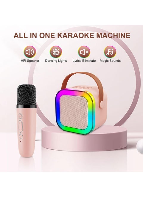 Mini Karaoke Machine Portable Bluetooth Speaker Wireless 2 Microphones LED Music Rhythm Light Home Family Singing Machine Kids Karaoke Machine Portable Bluetooth Speaker
