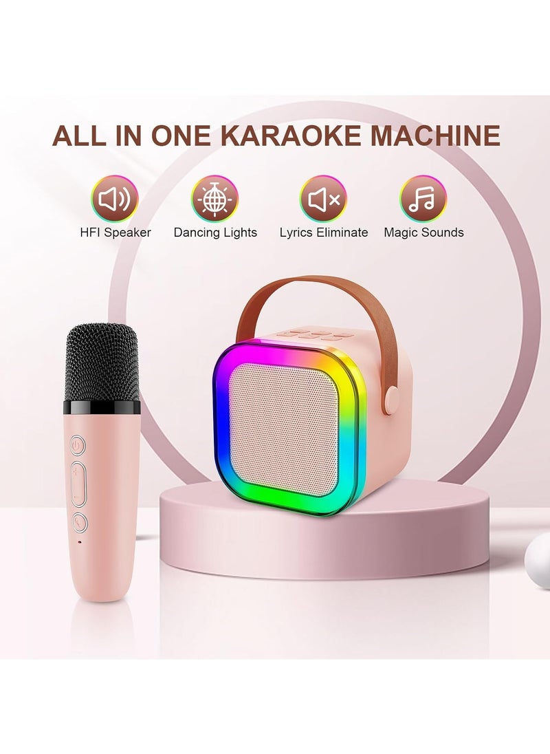 Generic Mini Karaoke Machine Portable Bluetooth Speaker Wireless 2 Microphones LED Music Rhythm Light Home Family Singing Machine Kids Karaoke Machine Portable Bluetooth Speaker  - Image 1