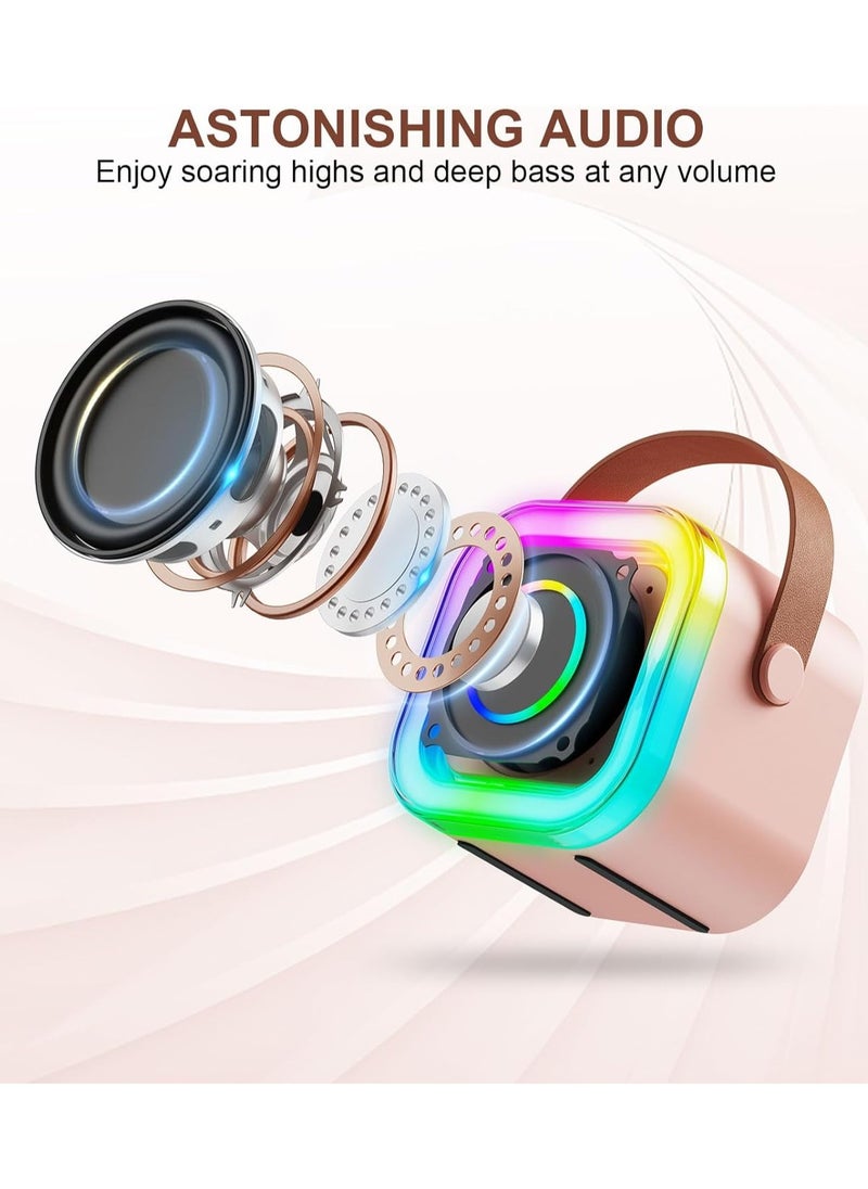 Generic Mini Karaoke Machine Portable Bluetooth Speaker Wireless 2 Microphones LED Music Rhythm Light Home Family Singing Machine Kids Karaoke Machine Portable Bluetooth Speaker  - Image 3
