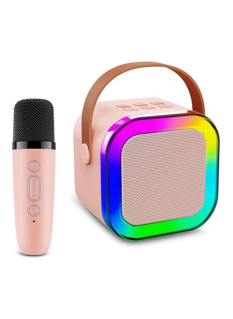 Generic Mini Karaoke Machine Portable Bluetooth Speaker Wireless 2 Microphones LED Music Rhythm Light Home Family Singing Machine Kids Karaoke Machine Portable Bluetooth Speaker  - Image 4