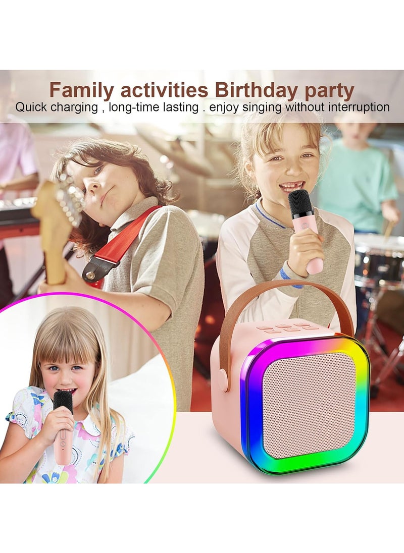 Generic - Mini Karaoke Machine Portable Bluetooth Speaker Wireless 2 Microphones LED Music Rhythm Light Home Family Singing Machine Kids Karaoke Machine Portable Bluetooth Speaker - Image 1