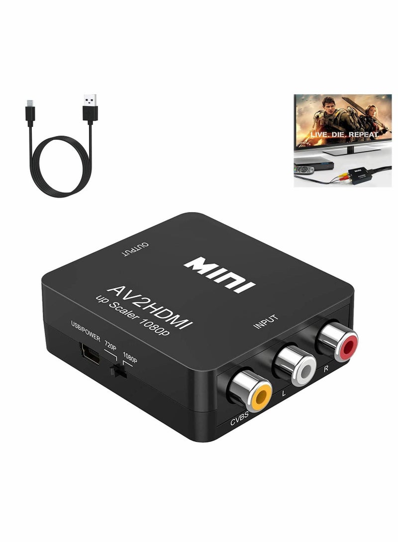 Mini RCA to HDMI, AV to HDMI Converter, 1080P Mini RCA Composite CVBS Video Audio Converter Adapter Supporting PAL/NTSC - Image 1