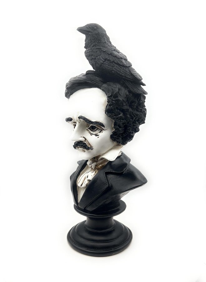 RUSTIX Edgar Allan Poe Bust Statue – Gothic Raven Figurine Inspired by “The Raven” – Decorative Statue for Literary, Gothic, and Victorian Home Decor - Image 2