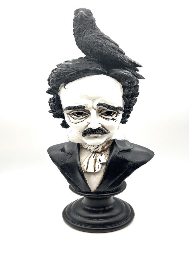 RUSTIX Edgar Allan Poe Bust Statue – Gothic Raven Figurine Inspired by “The Raven” – Decorative Statue for Literary, Gothic, and Victorian Home Decor - Image 1