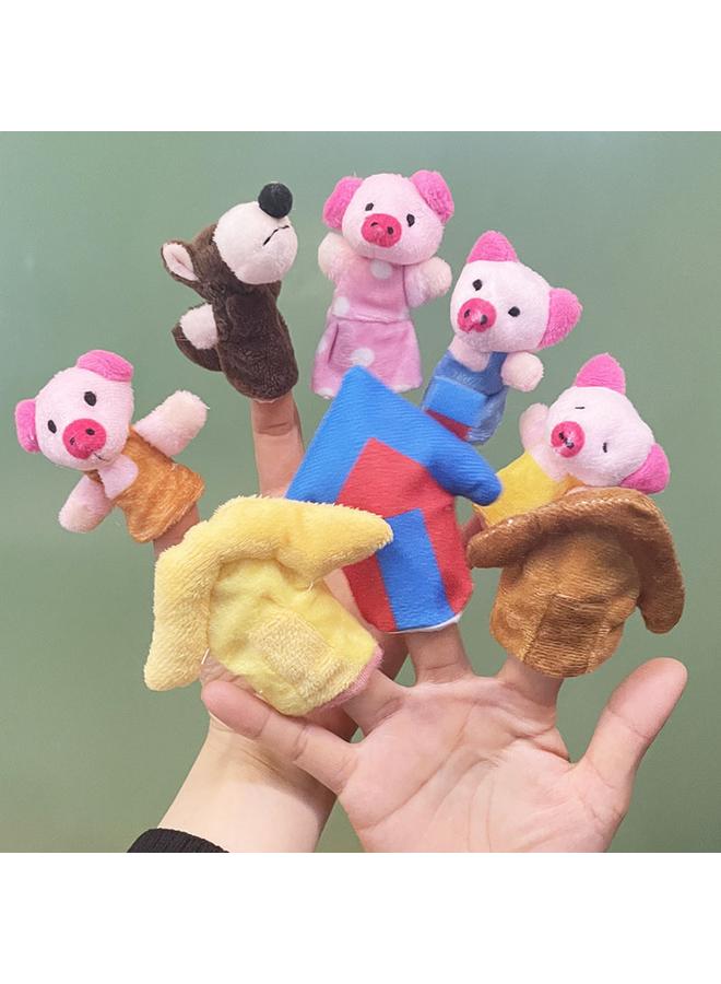 Bluejw Pappet Finger Doll Three Little Pigs Mini Animal Plush Toy Wolf Kindergarten Baby Soothing - Image 3