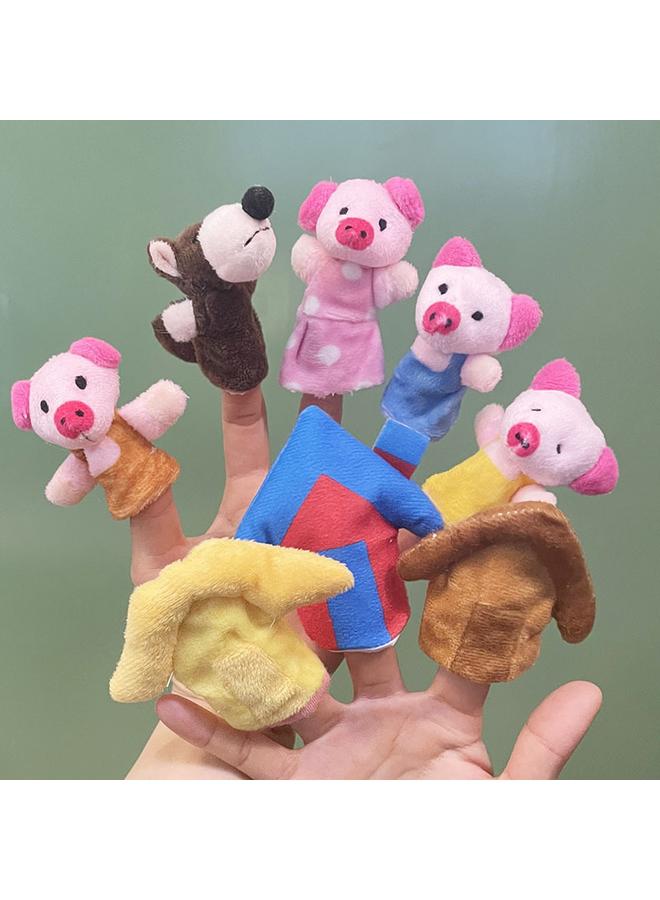 Bluejw Pappet Finger Doll Three Little Pigs Mini Animal Plush Toy Wolf Kindergarten Baby Soothing - Image 4