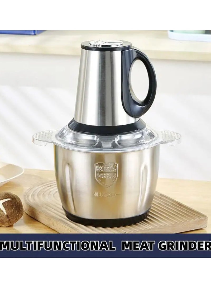 DubaiGallery Electric Meat Grinder, 2L Stainless Steel Bowl, Food Processor & Vegetable Chopper With 4 Blades For Dicing, Mincing, And Pure 500W - Image 3