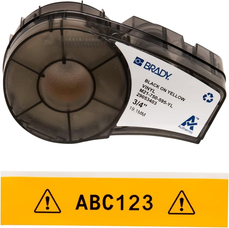 Brady Vinyl Label Tape - Black on Yellow, 19.05 mm x 6.40 m for BMP21 Series - Image 1