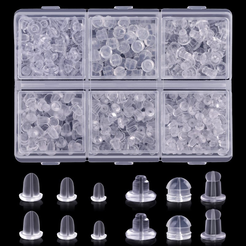 6 Sizes Earring Backs Rubber ARRITZ 300PCS Soft Silicone Earring Backs Replacements for Studs Hook Earring Hoops
