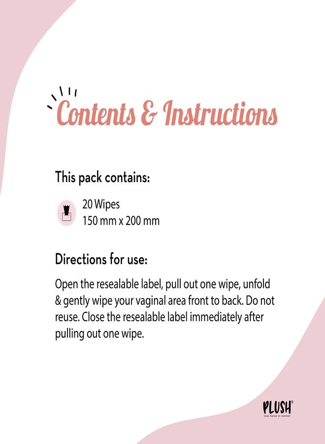 Plush Bamboo-made Intimate Vaginal Wipes For Women Daily Use with Aloe Vera (20 Wipes) + Intimate & Vaginal Wash 100gm | 100% Biodegradable | Maintains Vagina pH Balance | Chemicals Free Intimate Hygiene - Image 2