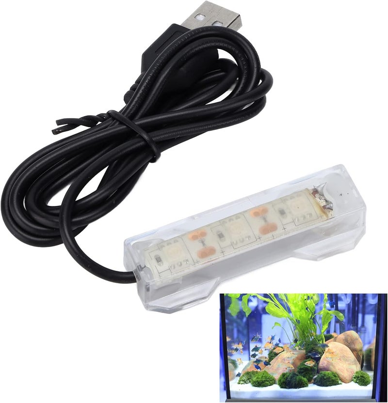 HEEPDD Aquarium Light, USB Charging Plastic Fish Tank LED Light for Plants Landscape, with Lightweight Portable Design for Desk Small Aquariums (Blue) - Image 2