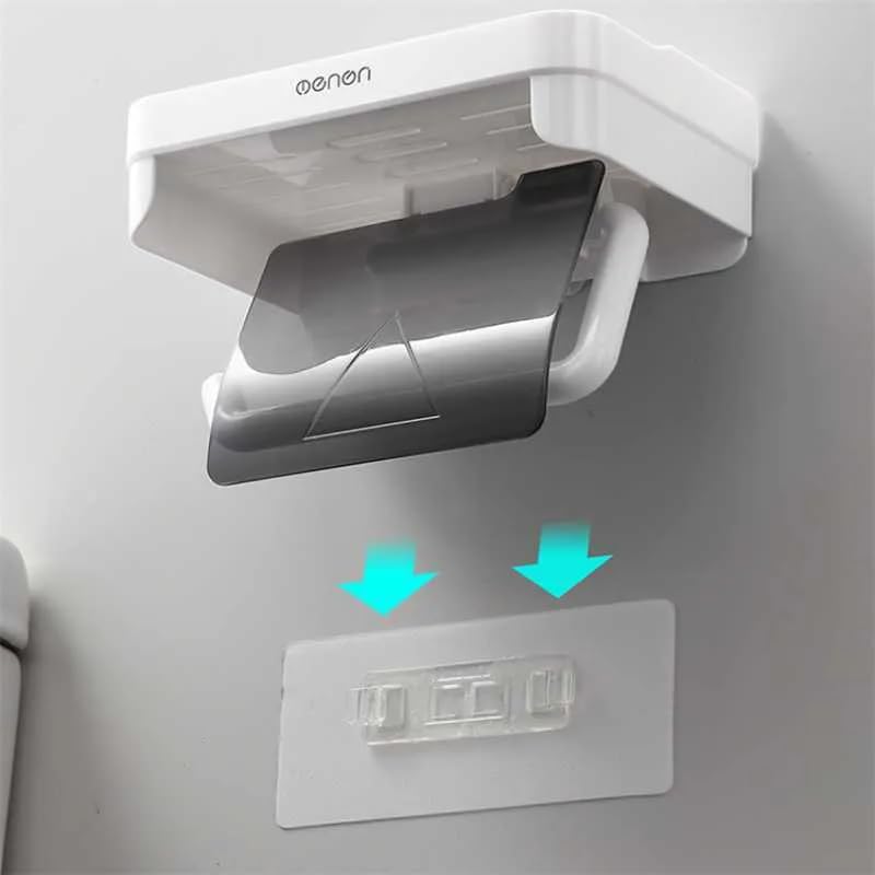 FYCAN ABS Plastic Toilet Paper Holder WallMounted for Bathroom ShelfAdhesive Tissue Paper Roll Holder for Toilet Tissue Roll Holder with Mobile Phone Storage Shelf for Modern BathroomGrey - Image 3
