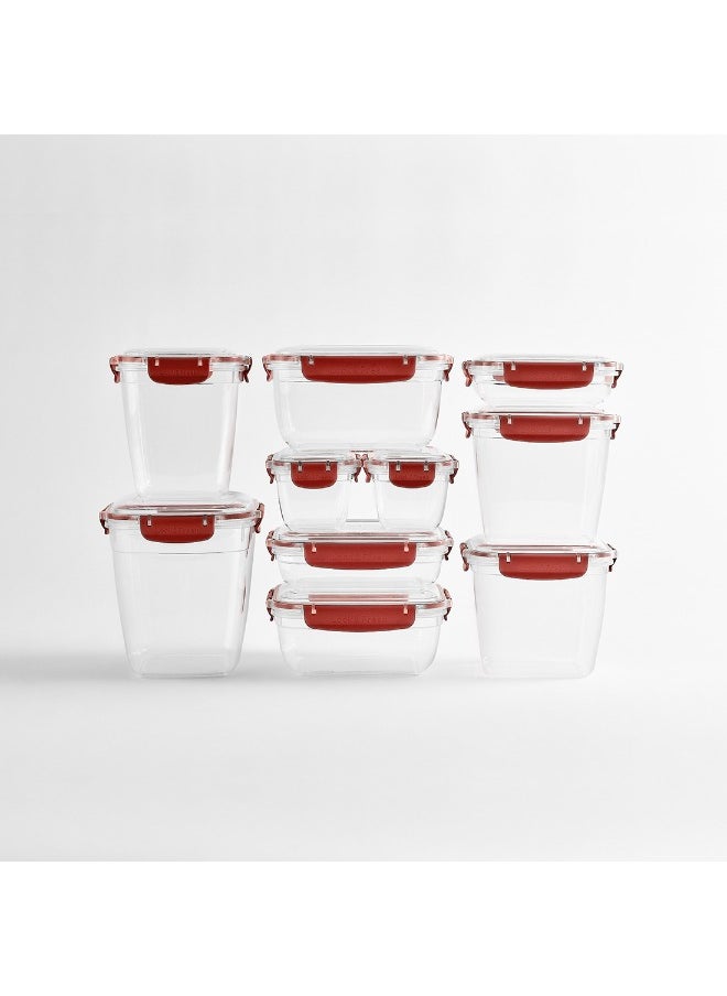 Dunia Fresh & Lock Red Rectangular 3-Piece Food Storage Refrigerator Container Set - With Airtight Lid - BPA-Free (400-800-1400) ML