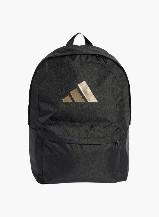 Adidas حقيبة ظهر مدرسية بطباعة شعار مع أحزمة قابلة للتعديل وإغلاق بسحاب - Image 1