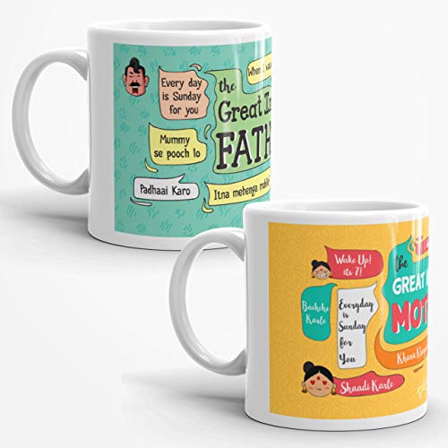 Oye Happy Parents Couple Premium Ceramic Mug - Multicolor, 330 ml - Image 2