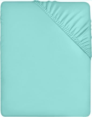 Utopia Bedding Fitted Sheet King Spa Blue  Deep Pocket 14 inch 35 cm  Easy Care  Soft Brushed Microfibre Fabric  Shrinkage and Fade Resistant  Bottom Sheet