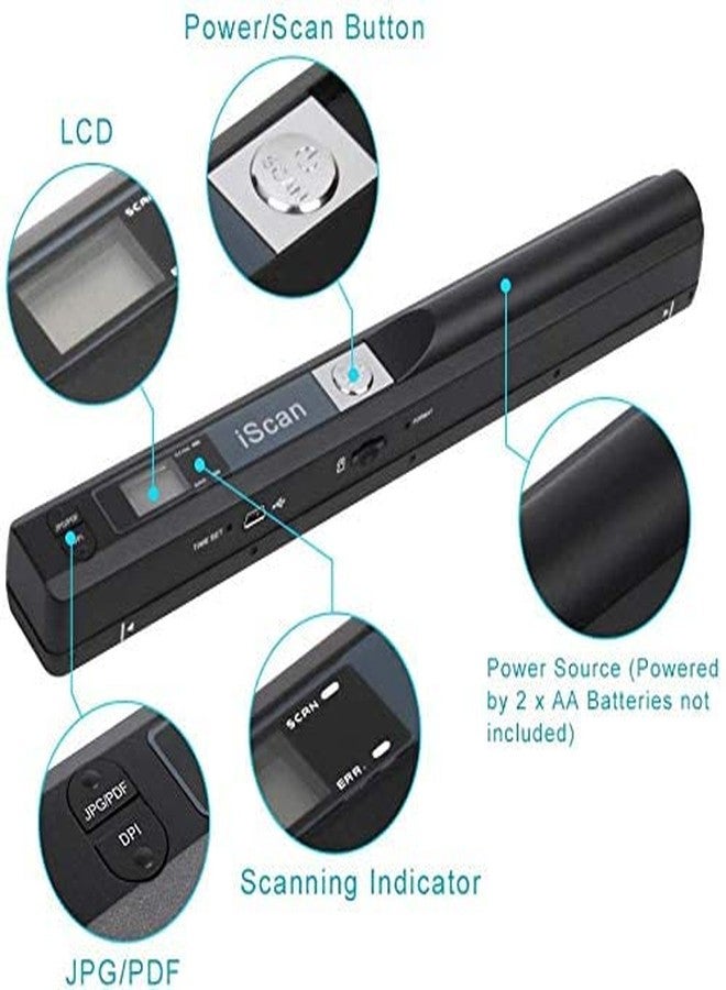 atdaraz Portable Scanner iSCAN 900 DPI A4 Document Scanner Handheld for Business, Photo, Picture, Receipts, Books, JPG/PDF Format Selection, Micro 16 G SD Card Hand Scanner-SD - Image 2