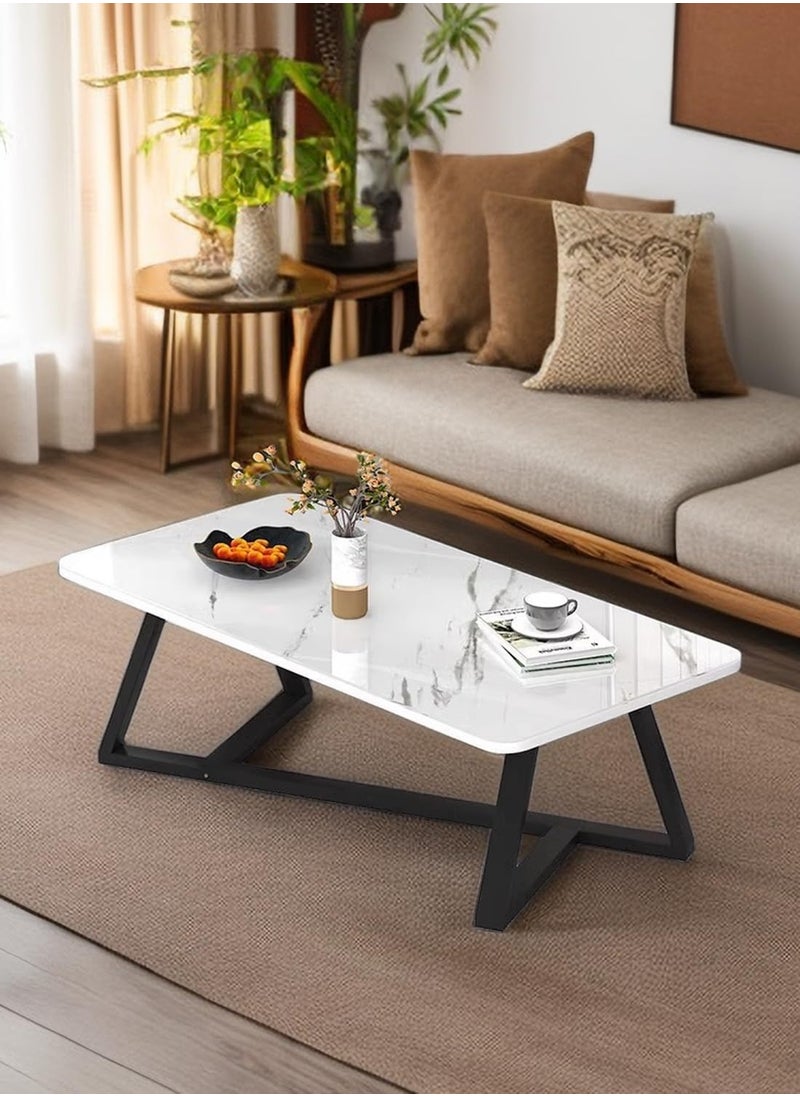 AGD Versatile large rectangular living room coffee table with black metal frame  - Image 1