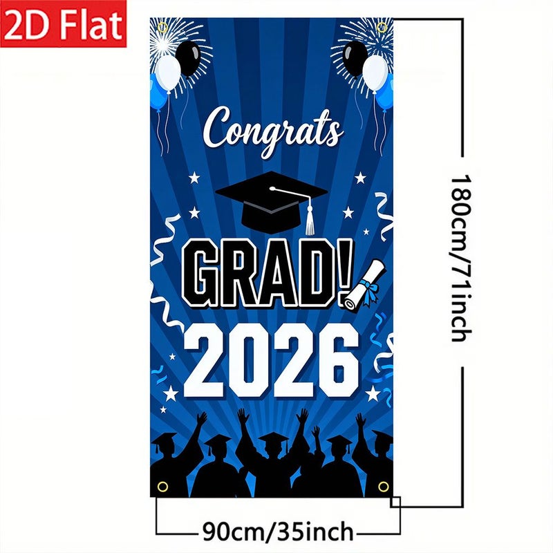 1pc Blue Graduation Door Banner 2D Flat 90x180 cm Durable Porch Decoration - Image 2