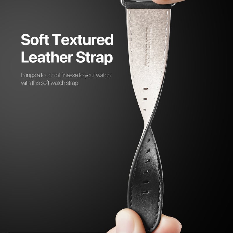 erorex For Apple Watch 9 45Mm Ys Series Genuine Leather Watch Band(Black) - Image 5