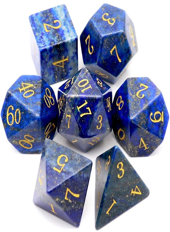 Haxtec Gemstone DND Dice Lapis Lazuli Dice Set with Dice Case Natural Gem Stone RPG Dice D&D Compatible with Dungeons and Dragons TTRPG Gift - Image 1