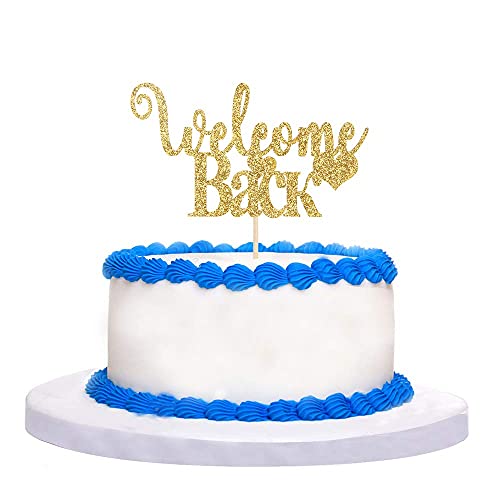 Festiko®Gold Glitter Welcome Back Cake Topper - Home Party Decoration - Welcome Sign - New Home/New Baby/Retiring from The Army/Return from Maternity Party Decoration - Image 4