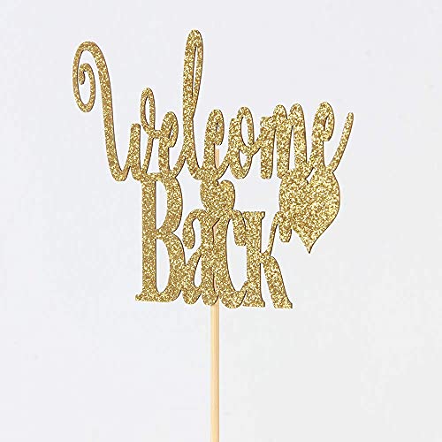 Festiko®Gold Glitter Welcome Back Cake Topper - Home Party Decoration - Welcome Sign - New Home/New Baby/Retiring from The Army/Return from Maternity Party Decoration - Image 3
