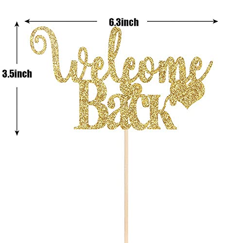 Festiko®Gold Glitter Welcome Back Cake Topper - Home Party Decoration - Welcome Sign - New Home/New Baby/Retiring from The Army/Return from Maternity Party Decoration - Image 2