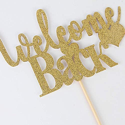 Festiko®Gold Glitter Welcome Back Cake Topper - Home Party Decoration - Welcome Sign - New Home/New Baby/Retiring from The Army/Return from Maternity Party Decoration - Image 5