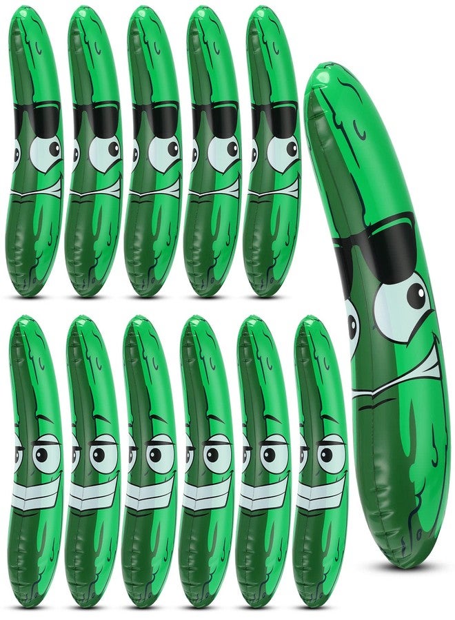 Jexine 12 Pcs 20 Inch Inflatable Pickle Cucumber Funny Pool Float Gifts Inflatable Pickle Float Toys for Summer Swimming Party Favors Decorations Veggies Decor - Image 1
