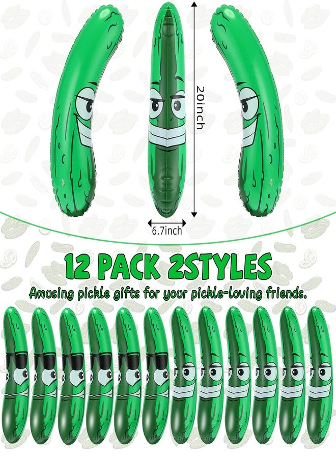 Jexine 12 Pcs 20 Inch Inflatable Pickle Cucumber Funny Pool Float Gifts Inflatable Pickle Float Toys for Summer Swimming Party Favors Decorations Veggies Decor - Image 3