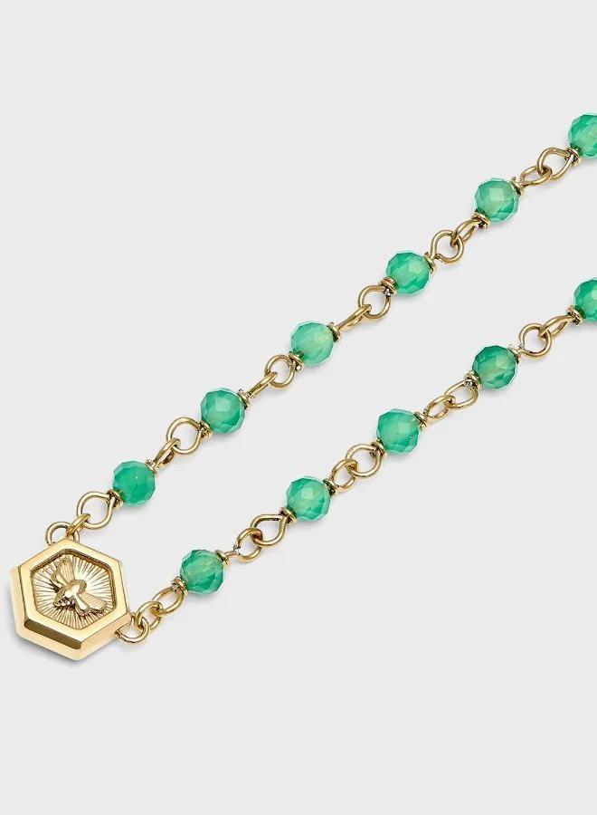 Olivia Burton  Womens Beaded Charm Collection Necklace In Stainless Steel With Yellow Gold Plating - 24100172 for Women | Best Price UAE