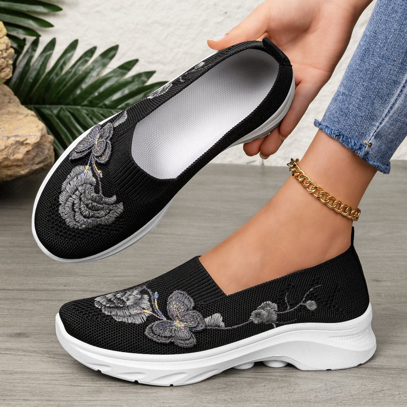 Women's Breathable Knit Flat Shoes - Image 1