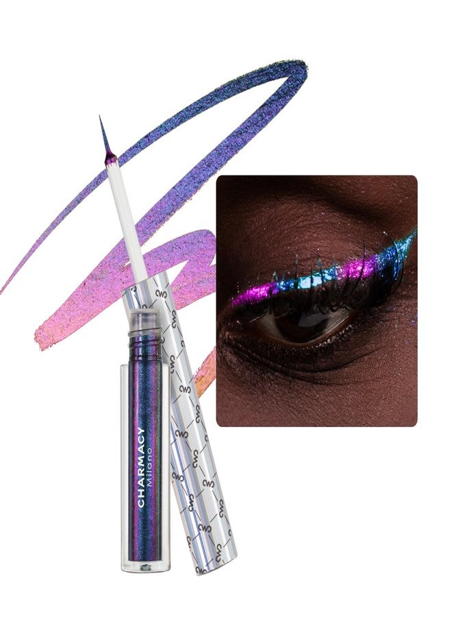 CHARMACY Chameleon Glitter Liquid Eyeliner, Metallic Shade Color Shift Eye Liner, Highly Pigmented, 24H Long-Lasting, Waterproof and Anti-Smudge, Ultra-Fine Tip, PURPLE GOLD INDIGO 904 - Image 1