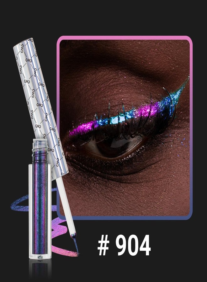 CHARMACY Chameleon Glitter Liquid Eyeliner, Metallic Shade Color Shift Eye Liner, Highly Pigmented, 24H Long-Lasting, Waterproof and Anti-Smudge, Ultra-Fine Tip, PURPLE GOLD INDIGO 904 - Image 2